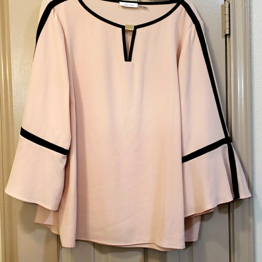 Calvin Klein blouse peach and navy XXL